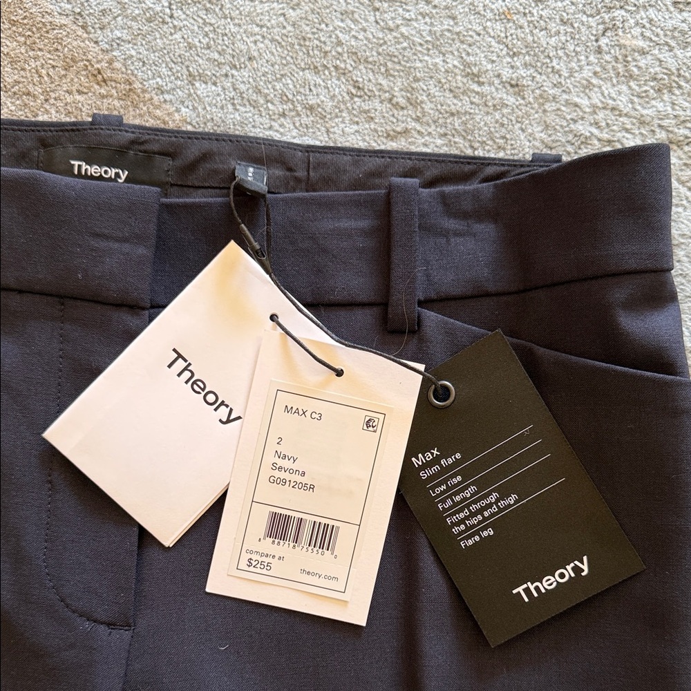 Women’s Theory Good Wool Max Slim Flare Pants Navy Size 2